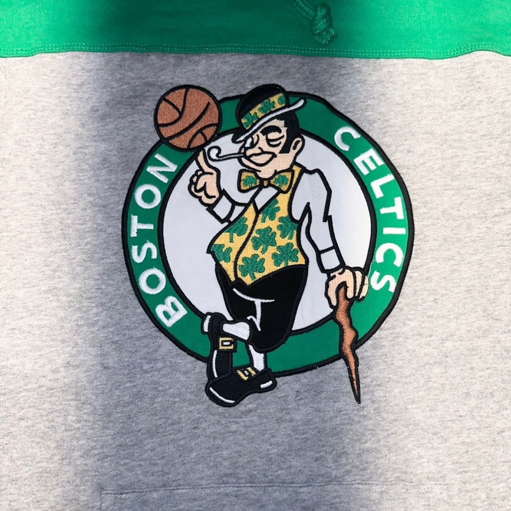 Boston Celtics '47 Men's Green Grey NBA Logo Basketball Pullover Hoodie ~ Size M - Picture 4 of 6